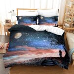 Parure de lit confortable avec motif paysage de couple, housse de couette et taie d'oreiller, drap double ... Parure de lit confortable avec motif paysage de couple, housse de couette et taie d'oreiller, drap double ...