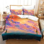 Parure de lit confortable avec motif paysage de couple, housse de couette et taie d'oreiller, drap double ... Parure de lit confortable avec motif paysage de couple, housse de couette et taie d'oreiller, drap double ...