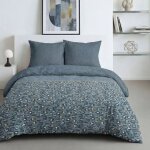 Parure de lit coton imprim� l�opard today bleu 240 x 260 cm avec 2 taies 63 x 63 cm