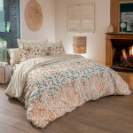 Parure de lit en coton a motif floral stylis� avec taies d'oreiller