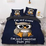 Parure de lit en coton motif pingouin, dauphin, escargot, housse de couette 135 x 200 cm et 2 taies d'oreiller ...