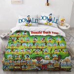 Parure de lit daisy bleue avec housse de couette donald duck mickey minnie, cadeaux pour enfants, taille ...
