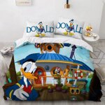 Parure de lit daisy bleue avec housse de couette donald duck mickey minnie, cadeaux pour enfants, taille ...