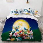 Parure de lit daisy bleue avec housse de couette donald duck mickey minnie, cadeaux pour enfants, taille ...