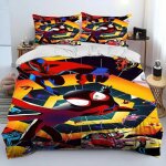 Parure de lit de dessin anime, ensemble de literie exquis, housse de couette marvel spider - man, ensemble ...