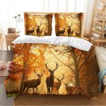 Parure de lit effet d motif animal groupe de cerfs chambre �� coucher contient ensemble housse de couette ...