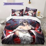 Parure de lit el�gante avec motif de robe blanche et cornes et ailes noires, housse de couette et taie ...