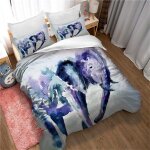 Parure de lit el�phant en polycoton 225 fils, douce et de qualit� h�teli�re, avec taies d'oreiller, motif ...