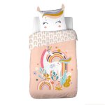 Parure de lit enfant imprim�e licorne en coton 200 x 140 cm