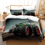 Parure de lit pour enfant motif pelleteuse x cm - housse de couette avec taies d'oreiller (, x cm + x ...