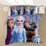 Parure de lit pour enfant - motif : la reine des neiges elsa et anna - en microfibre - avec taies d'oreiller ...