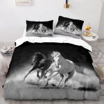 Parure de lit enfant personnes housse de couette cheval xcm avec taies d'oreiller xcm microfibre blanc ...