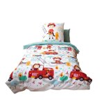 Parure de lit enfant pompier 100% coton adouci 57 fils 140 x 200 Parure de lit enfant pompier 100% coton adouci 57 fils 140 x 200