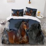 Parure de lit pour enfant x cm cheval housse de couette animaux parure de lit en microfibre ensemble ...
