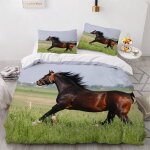 Parure de lit pour enfant x cm cheval housse de couette animaux parure de lit en microfibre ensemble ...