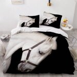 Parure de lit pour enfant x cm cheval housse de couette animaux parure de lit en microfibre ensemble ...