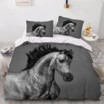 Parure de lit pour enfant x cm cheval housse de couette animaux parure de lit en microfibre ensemble ...