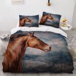 Parure de lit pour enfant x cm cheval housse de couette animaux parure de lit en microfibre ensemble ...