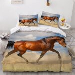 Parure de lit pour enfant x cm cheval housse de couette animaux parure de lit en microfibre ensemble ...