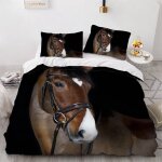 Parure de lit pour enfant x cm cheval housse de couette animaux parure de lit en microfibre ensemble ...