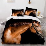 Parure de lit pour enfant x cm cheval housse de couette animaux parure de lit en microfibre ensemble ...