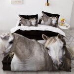 Parure de lit pour enfant x cm cheval housse de couette animaux parure de lit en microfibre ensemble ...