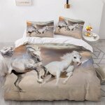 Parure de lit pour enfant x cm cheval housse de couette animaux parure de lit en microfibre ensemble ...