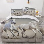 Parure de lit pour enfant x cm cheval housse de couette animaux parure de lit en microfibre ensemble ...