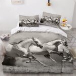 Parure de lit pour enfant x cm cheval housse de couette animaux parure de lit en microfibre ensemble ...