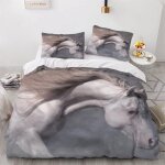 Parure de lit pour enfant x cm cheval housse de couette animaux parure de lit en microfibre ensemble ...