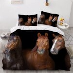 Parure de lit pour enfant x cm cheval housse de couette animaux parure de lit en microfibre ensemble ...
