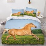 Parure de lit pour enfant x cm cheval housse de couette animaux parure de lit en microfibre ensemble ...