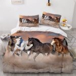 Parure de lit pour enfant x cm cheval housse de couette animaux parure de lit en microfibre ensemble ...