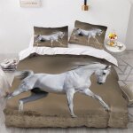 Parure de lit pour enfant x cm cheval housse de couette animaux parure de lit en microfibre ensemble ...
