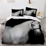 Parure de lit pour enfant x cm cheval housse de couette animaux parure de lit en microfibre ensemble ...