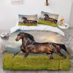 Parure de lit pour enfant x cm cheval housse de couette animaux parure de lit en microfibre ensemble ...