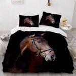Parure de lit pour enfant x cm cheval housse de couette animaux parure de lit en microfibre ensemble ...