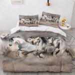 Parure de lit pour enfant x cm cheval housse de couette animaux parure de lit en microfibre ensemble ...