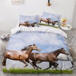 Parure de lit pour enfant x cm cheval housse de couette animaux parure de lit en microfibre ensemble ...
