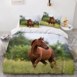 Parure de lit pour enfant x cm cheval housse de couette animaux parure de lit en microfibre ensemble ...