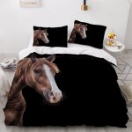 Parure de lit pour enfant x cm cheval housse de couette animaux parure de lit en microfibre ensemble ...