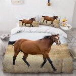 Parure de lit pour enfant x cm cheval housse de couette animaux parure de lit en microfibre ensemble ...