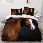 Parure de lit pour enfant x cm cheval housse de couette animaux parure de lit en microfibre ensemble ...