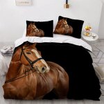 Parure de lit pour enfant x cm cheval housse de couette animaux parure de lit en microfibre ensemble ...