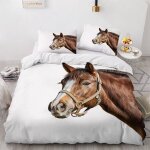 Parure de lit pour enfant x cm cheval housse de couette animaux parure de lit en microfibre ensemble ...
