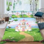 Parure de lit pour enfant x cm dessin anim� fille housse de couette rose chateau parure de lit en microfibre ...