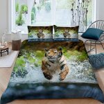 Parure de lit pour enfant x cm tigre housse de couette animaux parure de lit en microfibre ensemble de ...