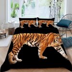 Parure de lit pour enfant x cm tigre housse de couette animaux parure de lit en microfibre ensemble de ...