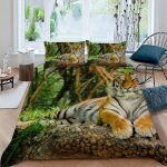 Parure de lit pour enfant x cm tigre housse de couette animaux parure de lit en microfibre ensemble de ...