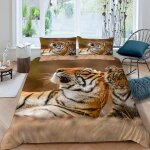 Parure de lit pour enfant x cm tigre housse de couette animaux parure de lit en microfibre ensemble de ...